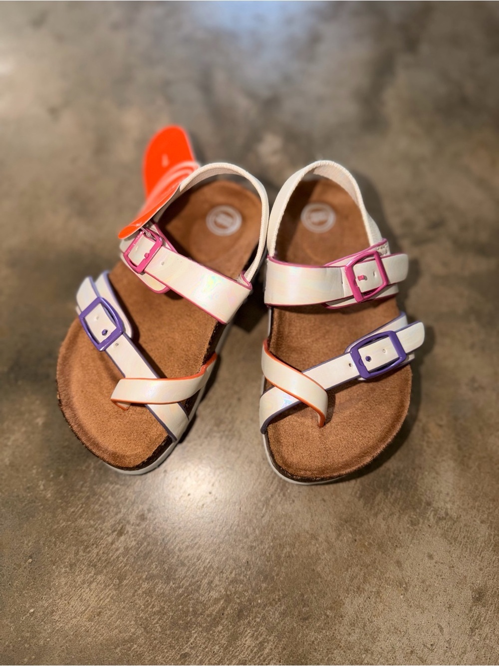 Wonder Nation Girls Iridescent Comfort Footbed Sandals Pink Purple NWT Size 7